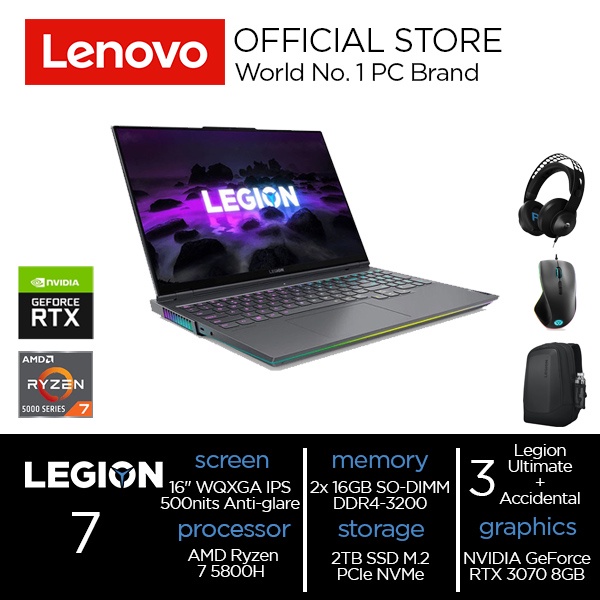 Lenovo Legion 7 16ACHg6 9TID Ryzen 7 5800H 32GB 2TB RTX3070 W10 OHS