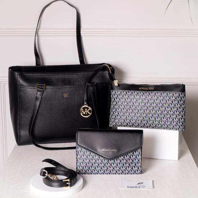 Michael Kors Maisie Leather 3-in-1 Tote Bag In Black - ORIGINAL 100% barang tersedia