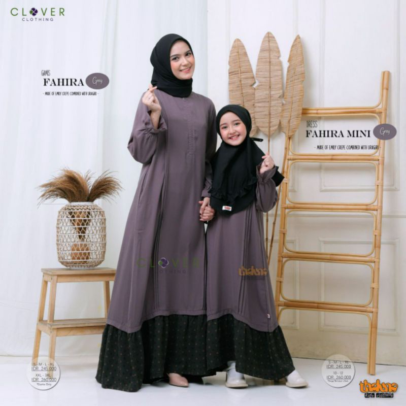 Gamis Couple Ibu dan Anak - Gamis Busui Couple - Gamis Fahira By Clover dan Thaluna Kids Clothing Or