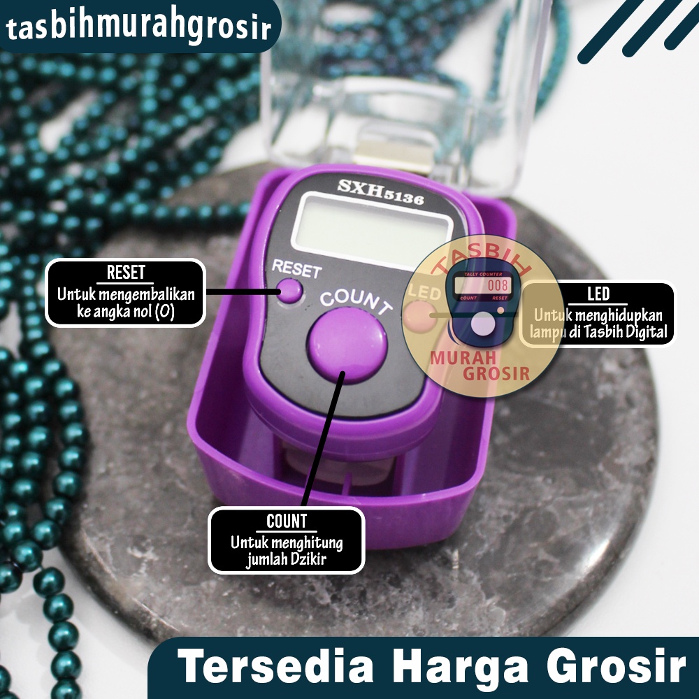 Tasbih Digital Tally Counter LED merek SXH / Tasbih Digital Lampu LED