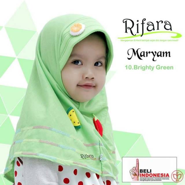Jilbab Anak Maryam Series Hijau Stabilo