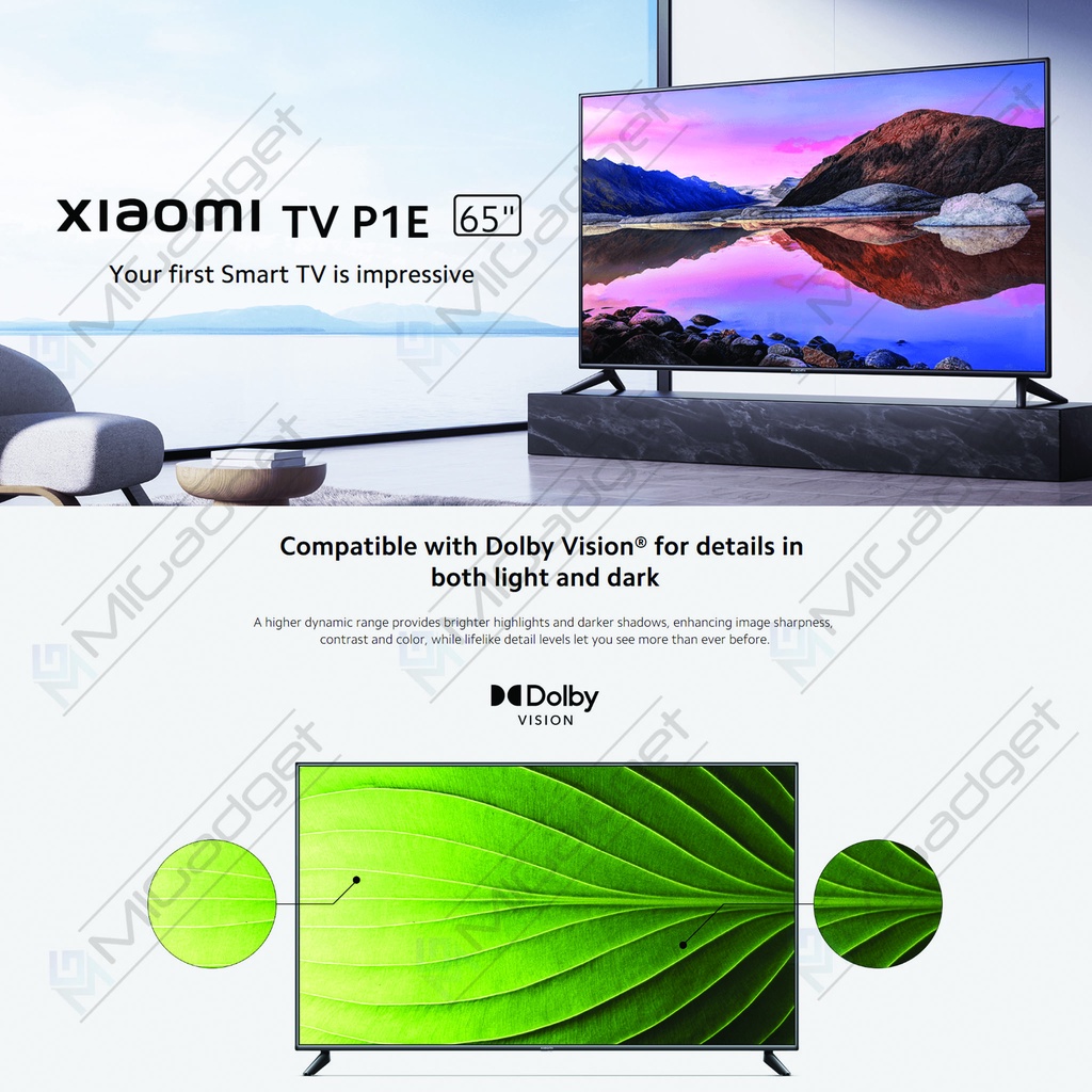 Xiaomi Mi LED TV P1E P1 E P 1E 65 Inch 4K UHD Dolby Vision HDR 10 Android Smart TV
