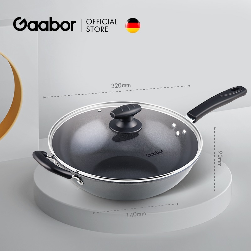 Gaabor Panci wok anti lengket bahan teflon premium 32cm non stick frying pan / GW-A32A01