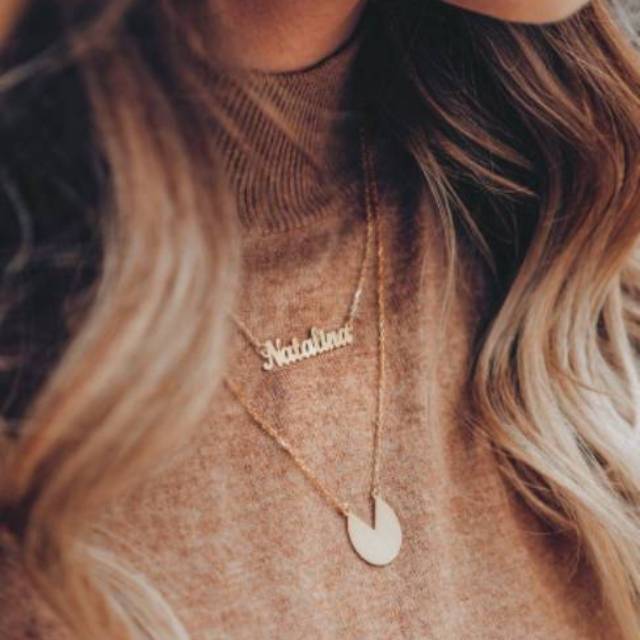 Kalung nama 2 layer lapis emas
