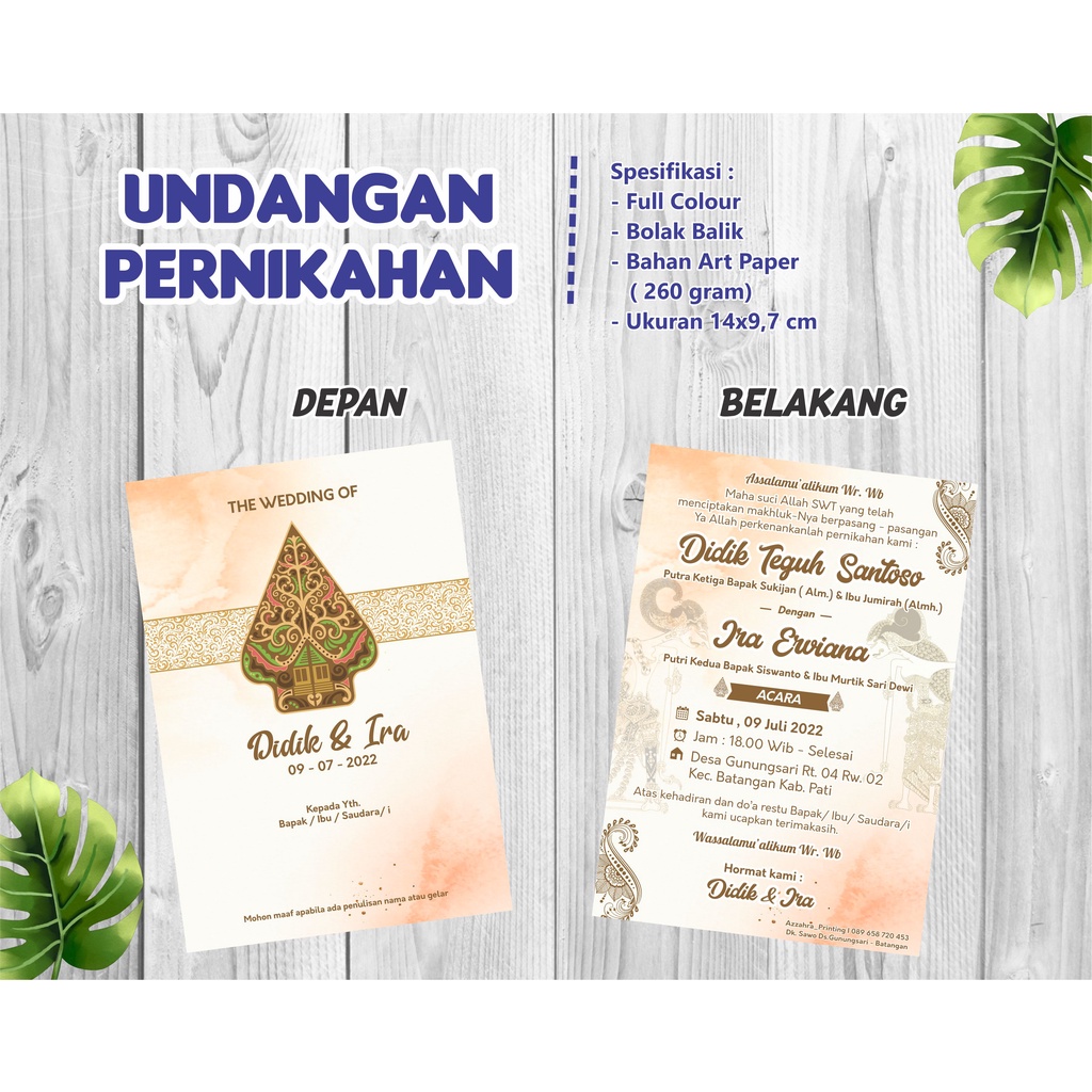 Undangan pernikahan Kartu nasi pernikahan Undangan murah Karnas nikah