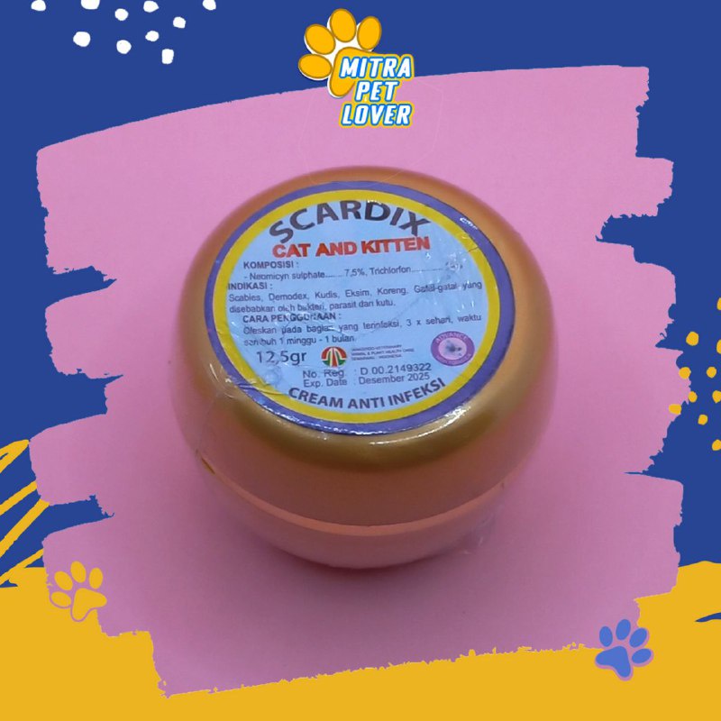 OBAT GATAL KUCING - SCARDIX CAT SALEP 12.5 GRAM ORIGINAL - KRIM GATAL DEMODEX KUDIS KUTU CREAM ANTI SCABIES EKSIM KORENG KITTEN PET ANIMAL KITTEN HEALTHCARE AND VETERINARY TAMASINDO OBAT KESEHATAN DAN VITAMIN TERNAK HEWAN BINATANG PELIHARAAN MITRAPETLOVER