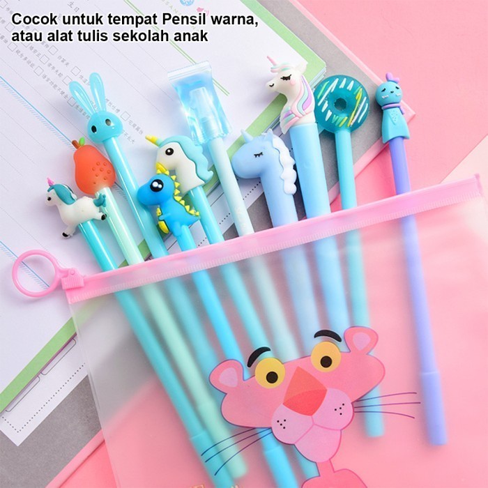 Tempat Pensil Kosmetik Zipper Bag Pouch Transparan Original