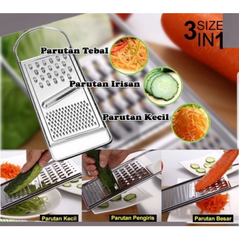 Parutan Keju BESAR 3 IN 1 Multifungsi Stainless Steel Parutan Buah Sayur Pengiris Pemarut grater Ala