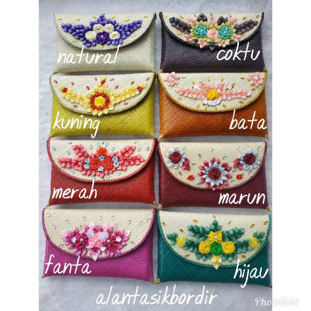 Clutch Dompet Kondangan Anyaman uk L Pandan Bunga tempel/ dompet wanita murah R.27