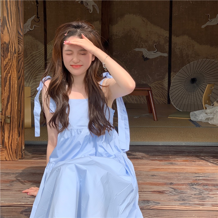 【Rozen】Korean Tie Strap Sleeveless Loose Flowy Midi Dress 2009 (S/M/L/XL/XXL)