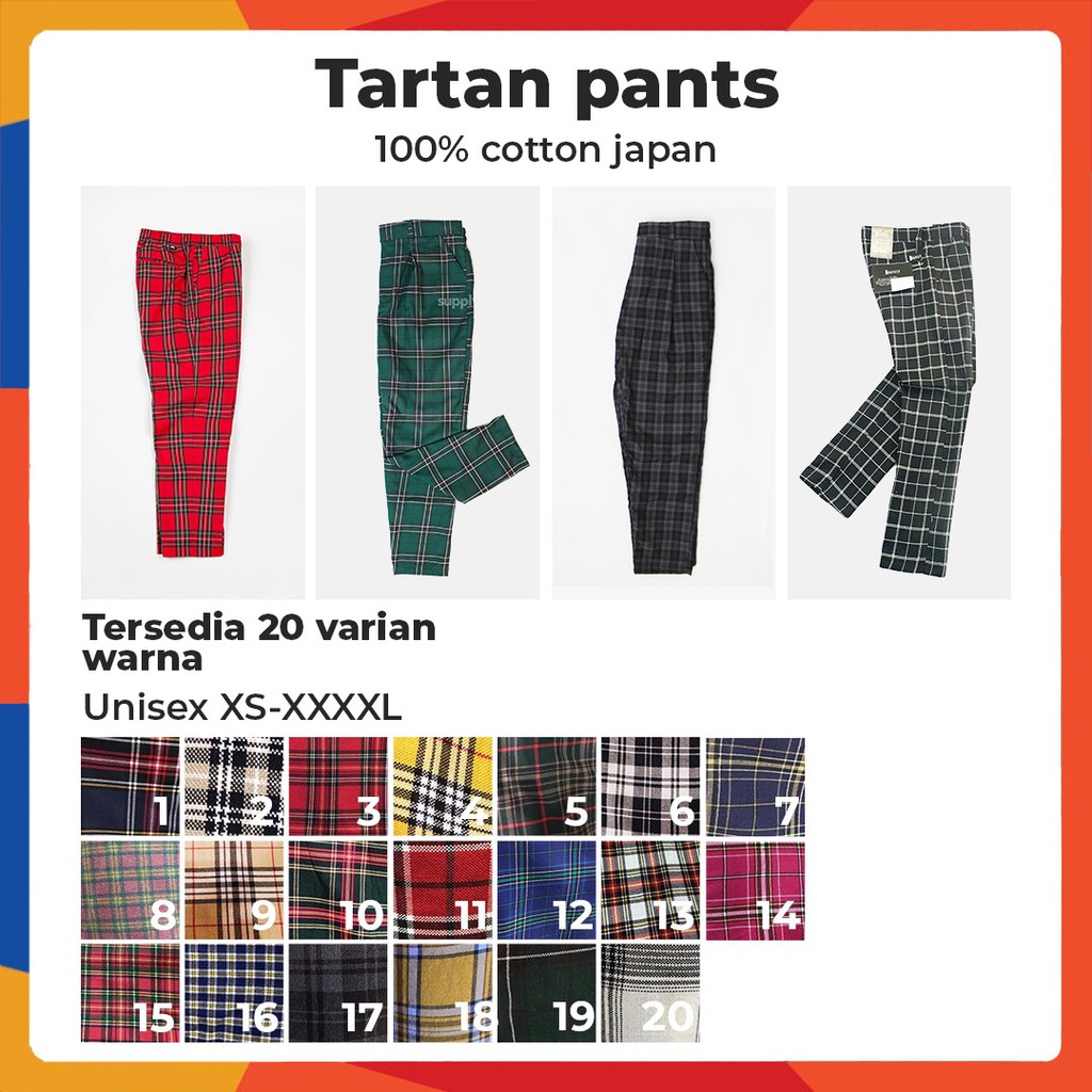  BAYAR DITEMPAT  Celana  tartan  kotak kotak pria wanita 