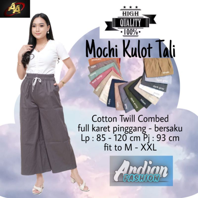 Celana Kulot Highwaist Bahan Cotton Twill Combed Premium Stretch