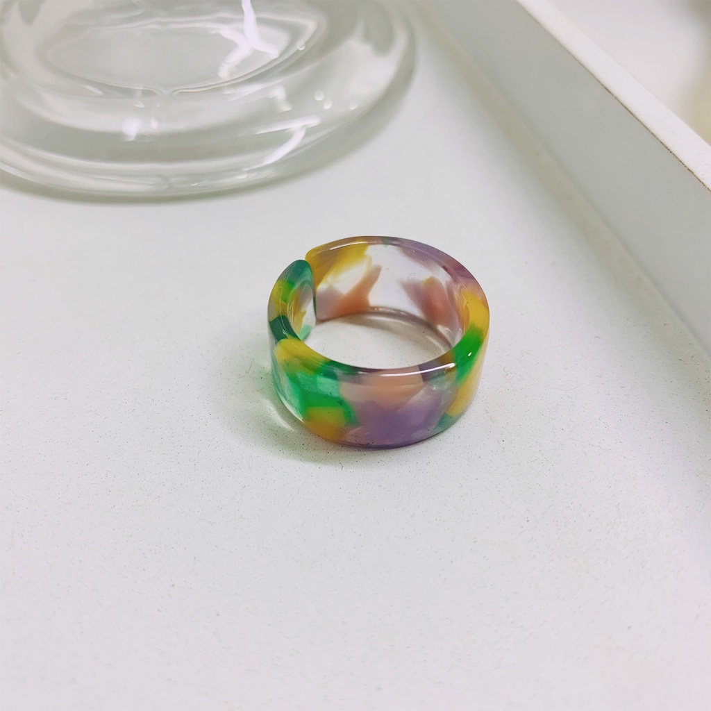 Huluboy Cincin Adjustable Bentuk C Bahan Resin Tebal Warna-Warni Untuk Pesta