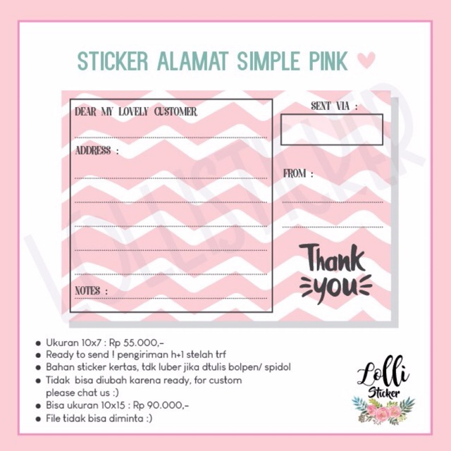 

Sticker pengiriman / label alamat simple pink