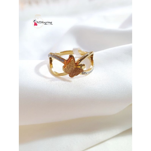 Cincin Kupu Kupu Titanium Ulir Permata Wanita Anti karat N19042204