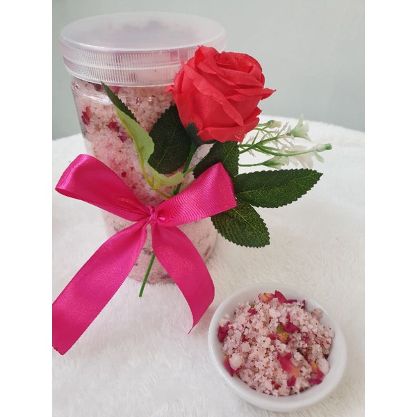 Bath salt aromaterapi ROSE PREMIUM dengan Bunga Asli, 1000gr, garam mandi aromaterapi premium