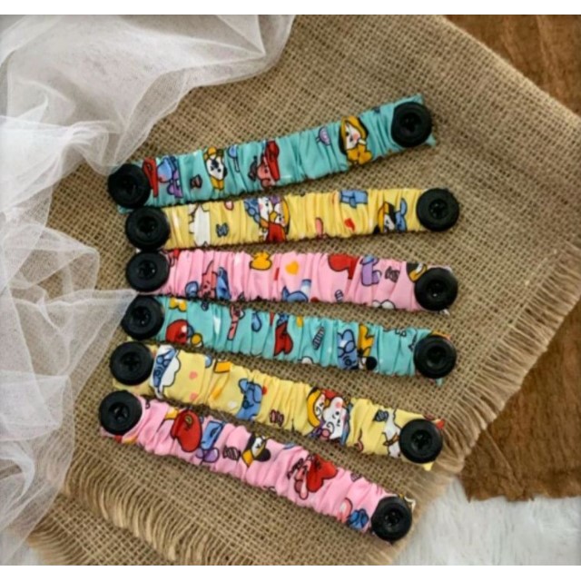 TALI KONEKTOR HIJAB MOTIF BT21/TALI KONEKTOR DEWASA ANAK/ STRAP MASKER/ PENGAIT MASKER/ Kain Hijab T