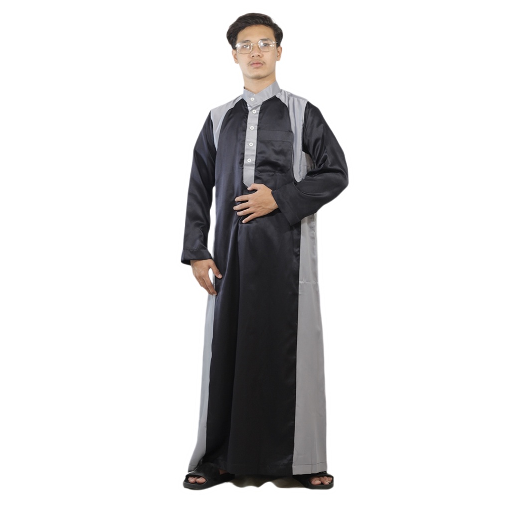 Gamis Pria Jubah Gamis Laki Laki seri Velvet Kombinasi Gamis Modern Gaya Casual Remaja dan Dewasa-5