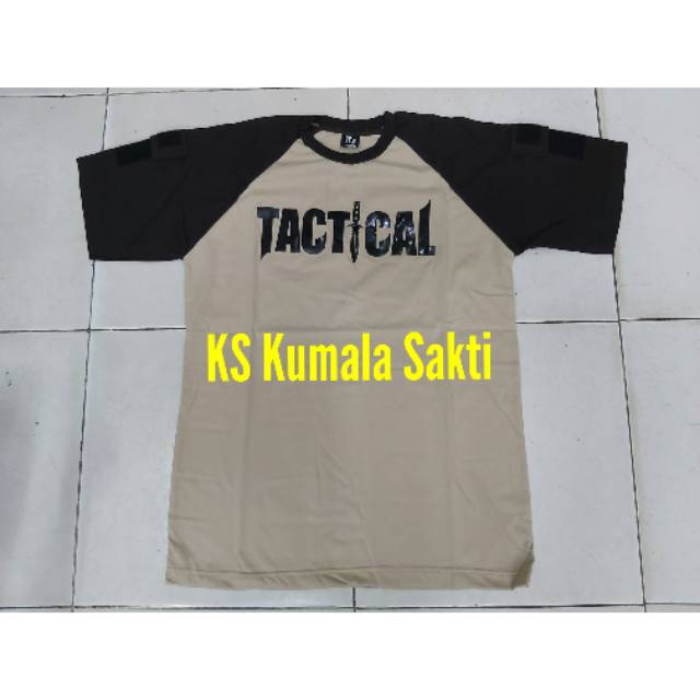 Kaos Tactical Lengan Pendek Krem - Hitam