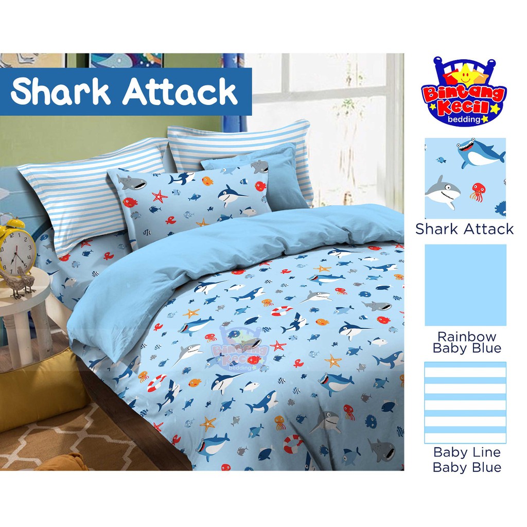 EINHOMESTUFF SPREI BINTANG KECIL MOTIF SHARK ATTACK