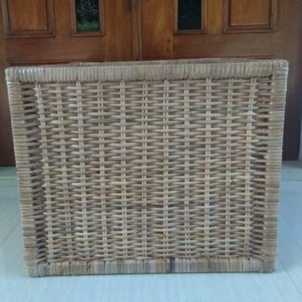 Keranjang rotan persegi kotak laci kayu penyimpanan laundry barang mainan 32x32x32 cm