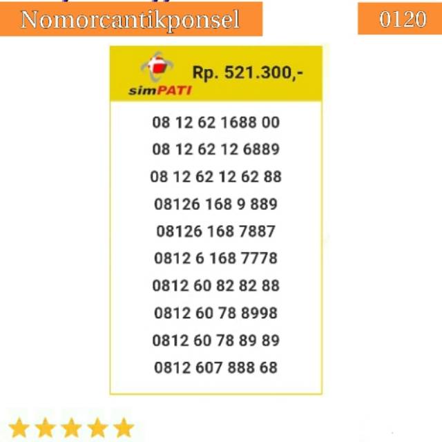 Nomor cantik simpati 0812 seri llufa hoki 168 cermin 7887 triple 777 abab 8989 rapi #0120