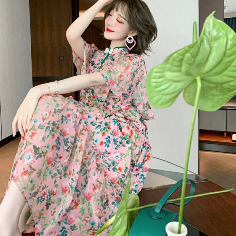 MDLV ~ 12346# Valencia Tiered Midi Dress Dress Cheongsam Flower Fashion Import