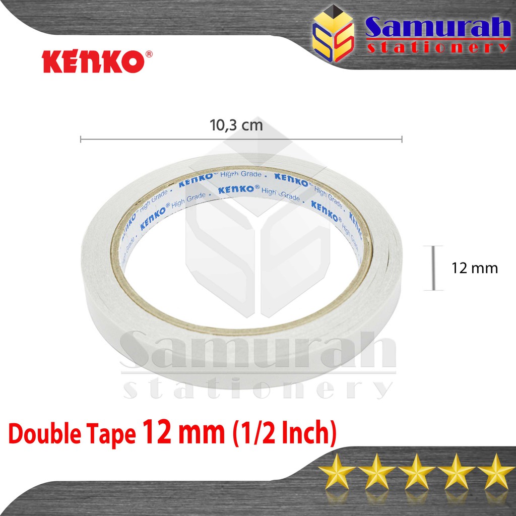 

Double Tape Kenko Lebar 12 mm 1/2 Inch 15 Yard / Dobel Tip 1/2" lebar 1 cm / Lem 2 Sisi 0.5 In