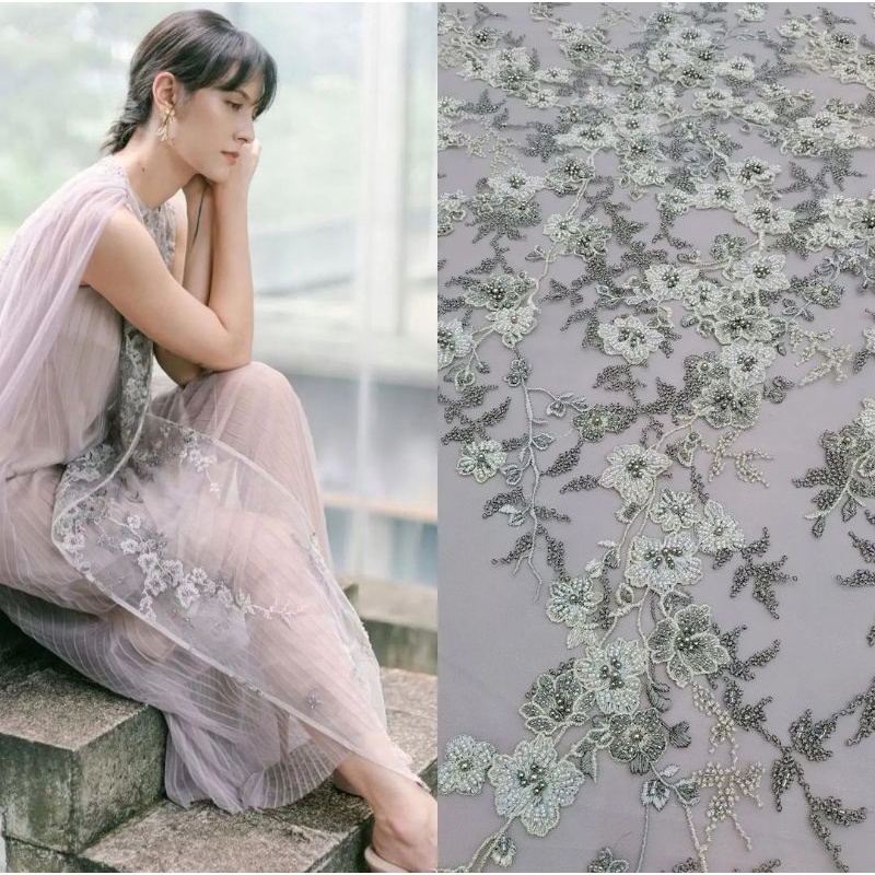 kain tile Payet mutiara/ bahan kebaya/ dress