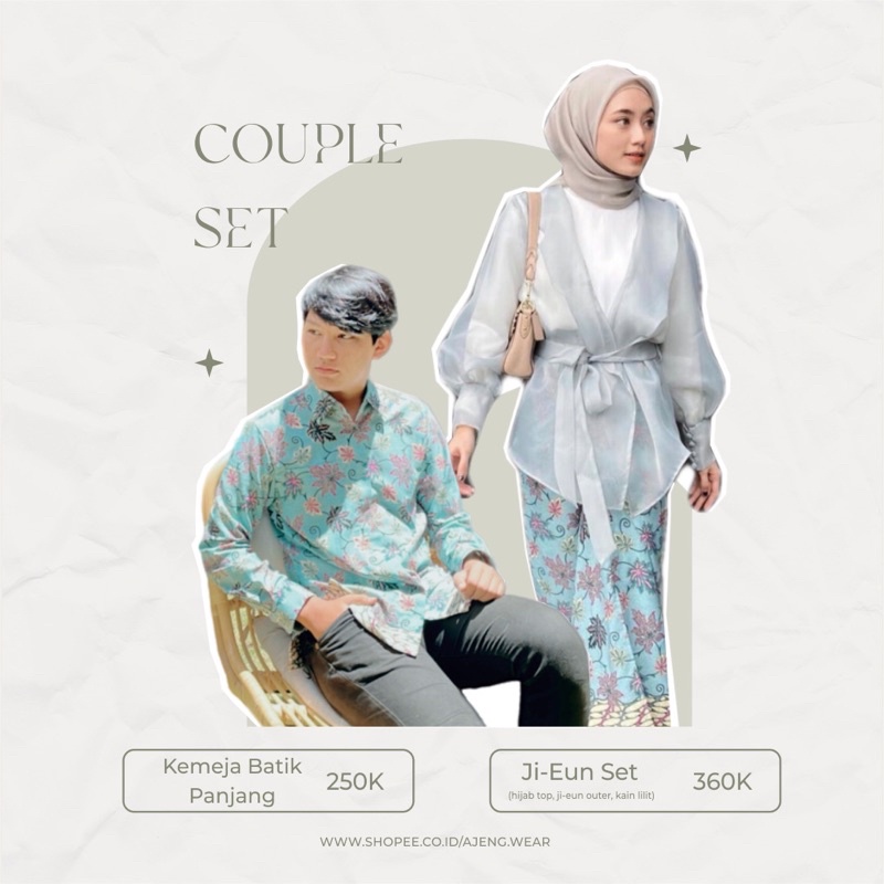 Set Irna Baju Kondangan Couple Batik Korea Organza Oufit by Ajeng Wear