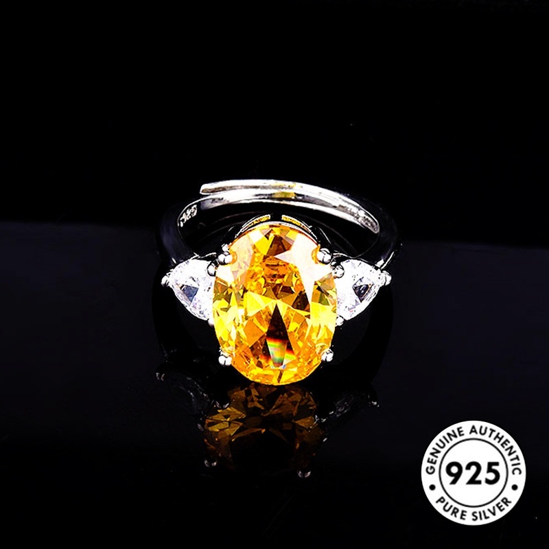 Cincin Berlian Kuning Bahan 925 Sterling Silver