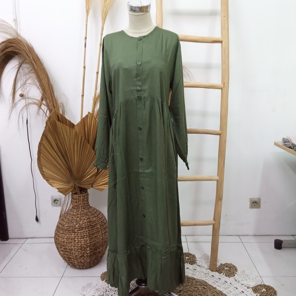 Pakaian Wanita | Gamis Double Raffle| Dress Muslim Bahan Rayon Premium Busui Friendly