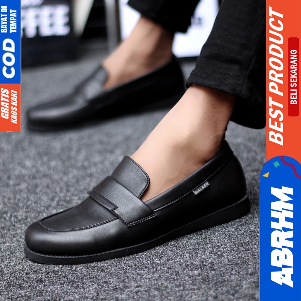 Abrhm Bruno - Sepatu Formal Casual Pria Pantofel Kerja Hitam