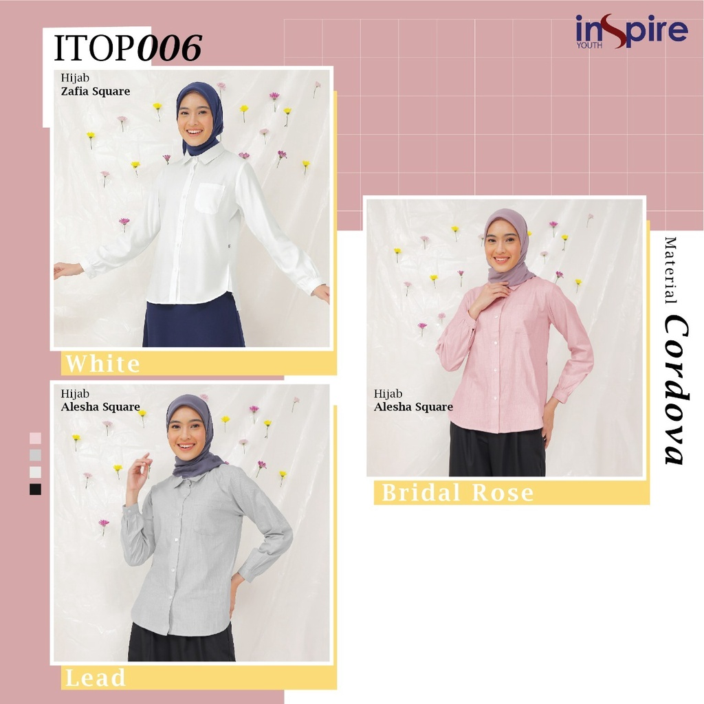 Inspire TOP ITOP 06 Bahan Cordova Atasan Kemeja Wanita Polos Casual Modern