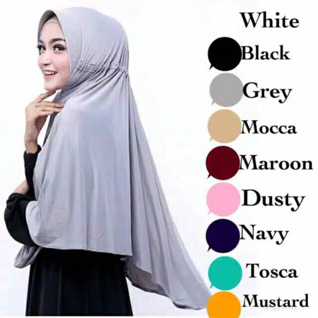 Jilbab Instan Serut Jumbo / Serut Polos Jokowi Jumbo Jersey Syari / Serut Adiba Jokowi Jumbo-2