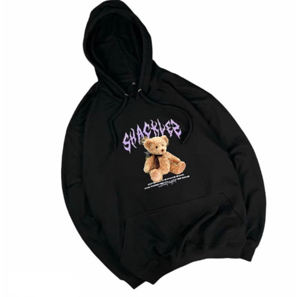 sweater hoodie pria distro original abilyti warna hitam tedy bear Sweater hodie polos cowok Hoodie p
