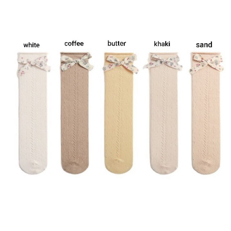 Kaos kaki panjang anak perempuan motif classic vintage flower / Kaos kaki anak motif soft bunga