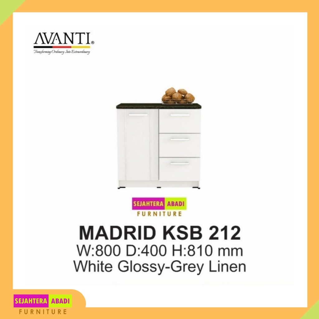 kitchen set bawah, sideboard KSB 212 white glossy avanti furniture