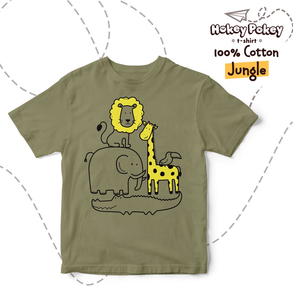 Baju Kaos T Shirt Anak Laki Laki Katun Combed Motif Jungle