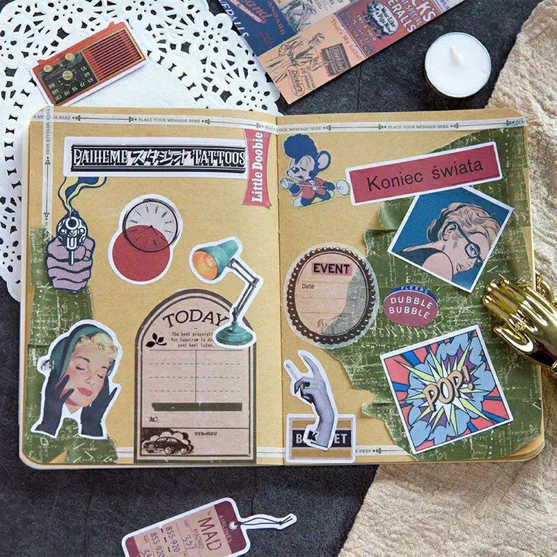 

[LOVATO.CO] 10 pcs RETRO Paper Sticker Decor Planner DIY Scrapbook