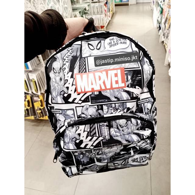  MINISO  x MARVEL   TAS  RANSEL SPIDERMAN COMIC 28x11x38cm 