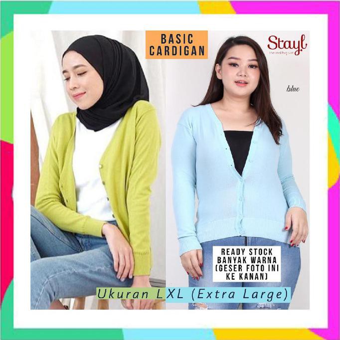 Ss Stayl - Cardigan Basic Rajut Benang Spandek Kardigan Wanita Xl Polo