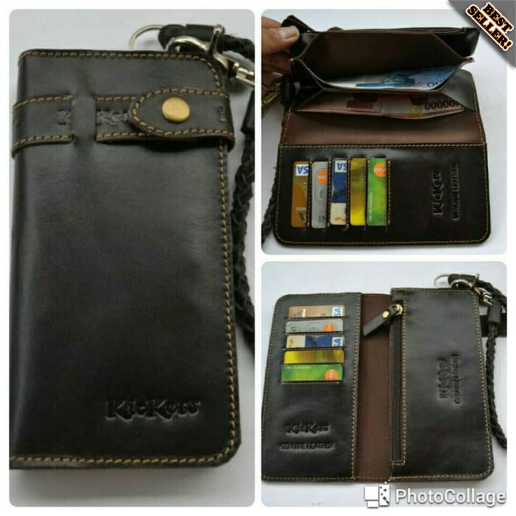 Dompet Pria Kulit Rantai Panjang Original Kickers DK27 100% Kulit Sapi Asli Model Terbaru
