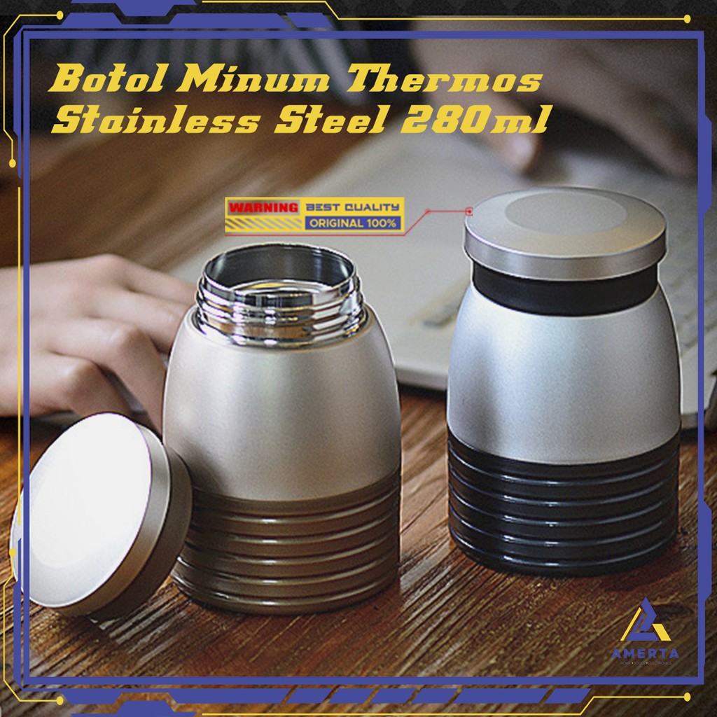 Botol Minum Thermos Vacuum Stainless Steel 280ml Kaxifei Black