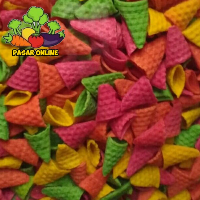 Kerupuk Mentah Taro Kerucut Warna Warni | Krupuk Bahan Seblak 250 gram