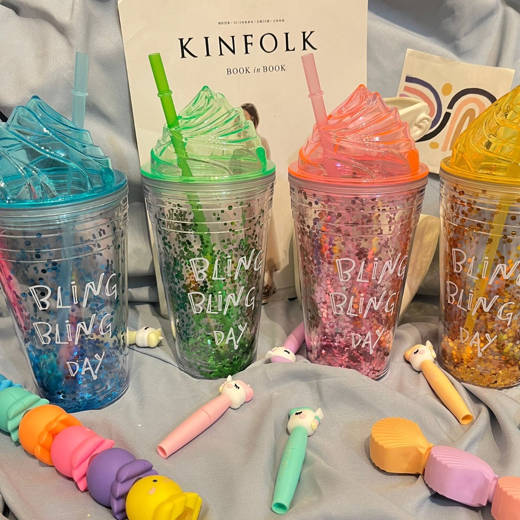 TUMBLER MINUM ESTETIK BLING BLING DAY CUTE READY 4 WARNA UKURAN 500 ML BOTOL MINUM UNIK FREE SEDOTAN NYA KUALITAS TERJAMIN HARGA TERJANGKAU BISA GROSIR DAN COD