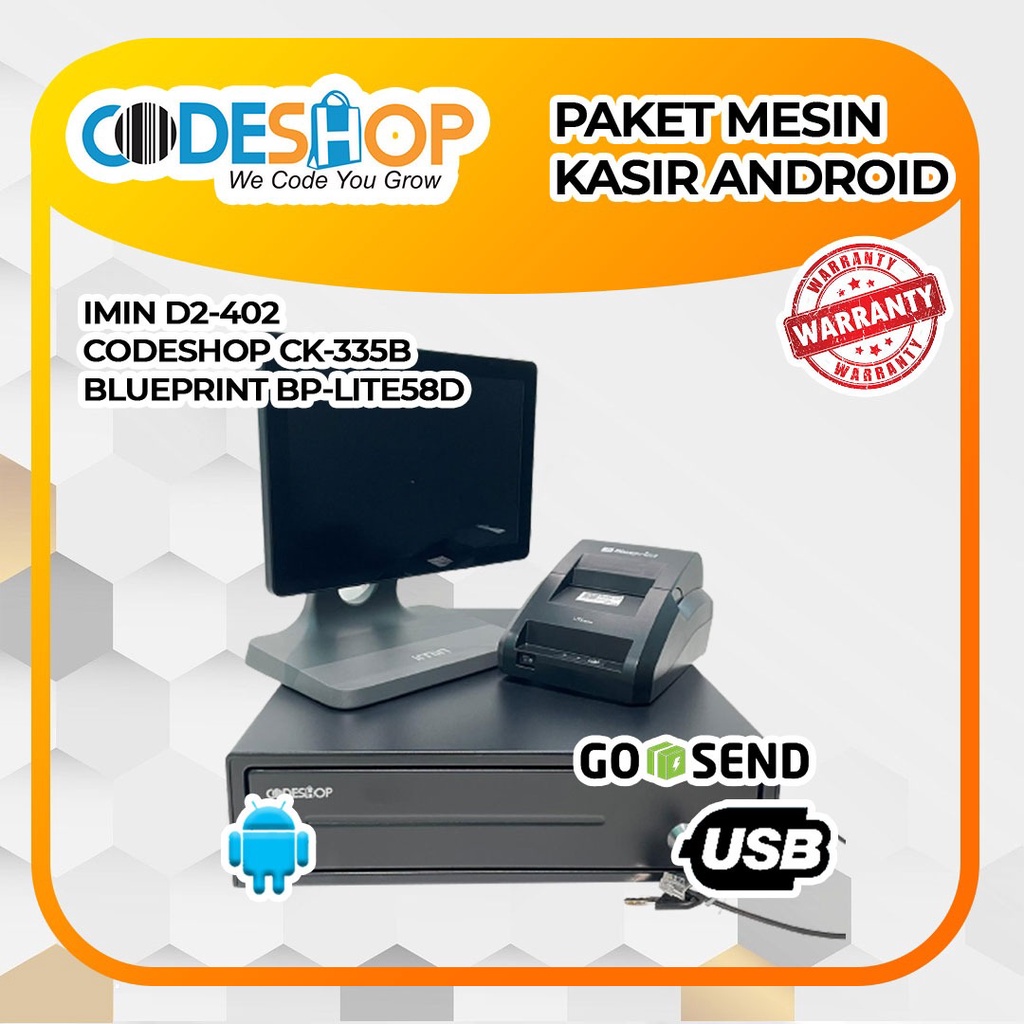 PAKET MESIN KASIR ANDROID IMIN 10' ALL SET UNTUK CAFE RESTO PLUS APLIKASI KASIR