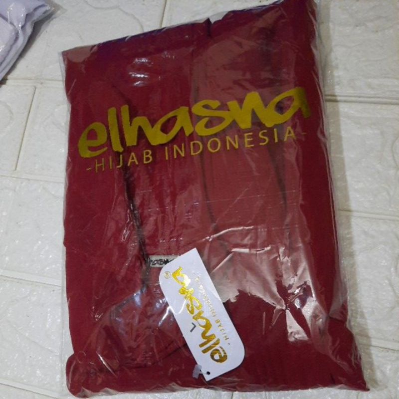 ELHASNA//KHIMAR L ORI ELHASNA/CERUTY BABYDOLL DUA LAYER/KHIMAR ELHASNA/KHIMAR LANCIP-Maroon terang