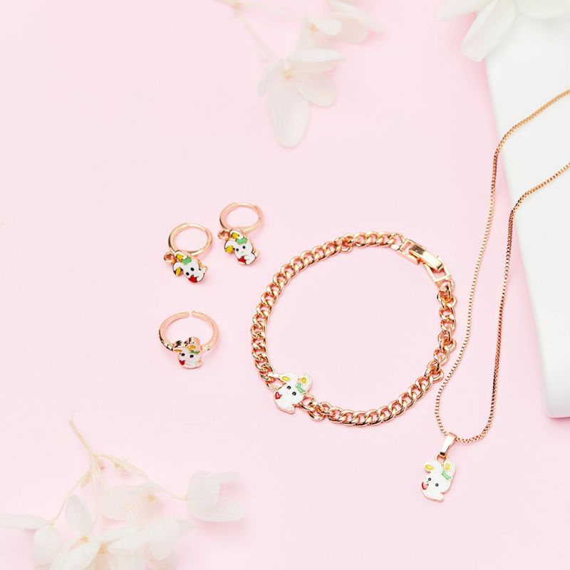 Perhiasan Anak Satu set Motif Gelang Rante Anti Karat Motif Kelinci Termurah