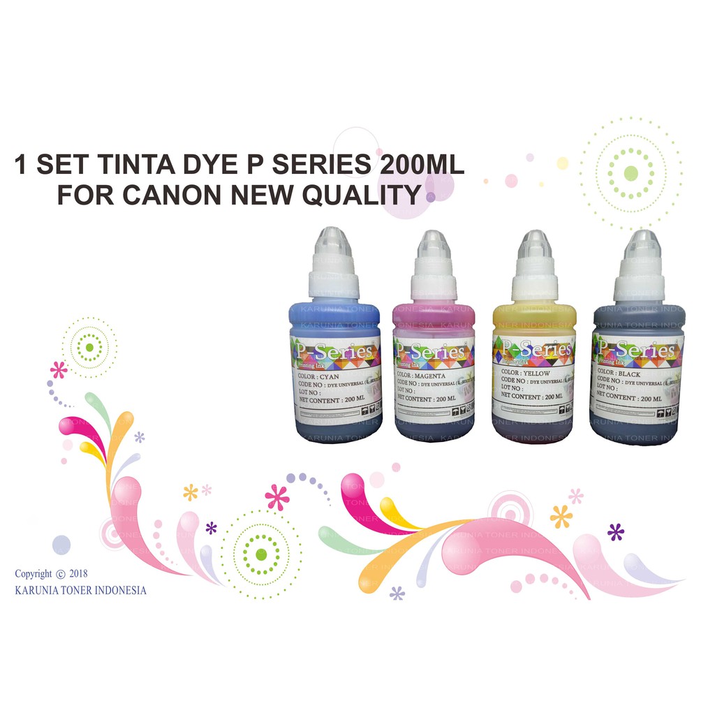 1 SET TINTA DYE P SERIES 200ML FOR CANON NEW QUALITY